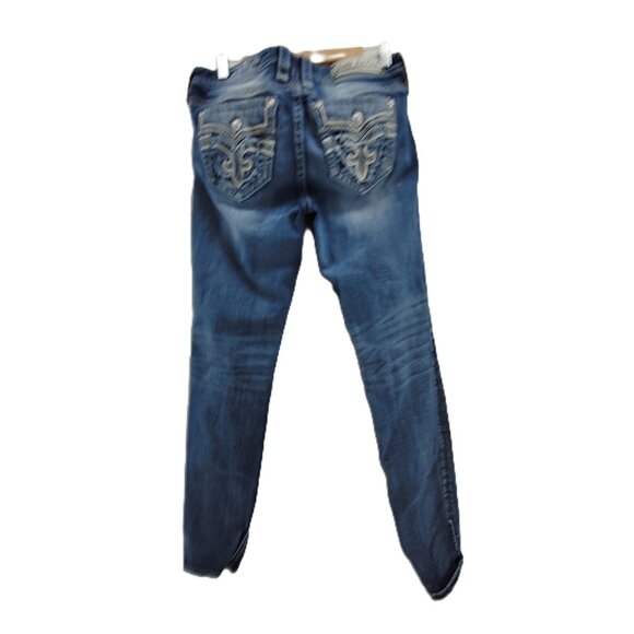 Rock Revival Jeans Womens 31 Blue Yalen Stretch 32x31 Mid Rise Skinny - Picture 3 of 16